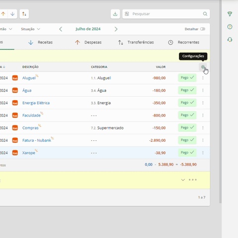 Configurando e personalizando a listagem