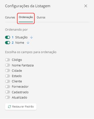 Configurando ordenação