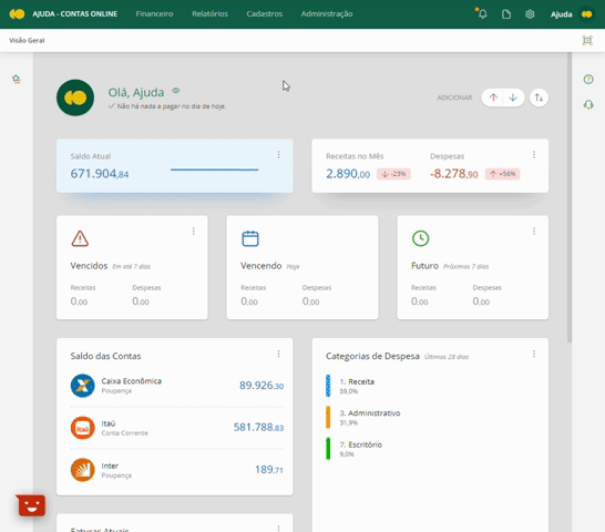 Gerando relatório do fluxo de caixa