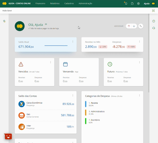 Relatório de saldo detalhado