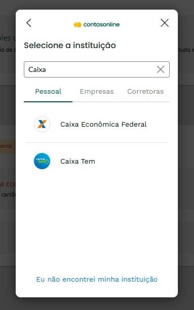 Selecione a instituição