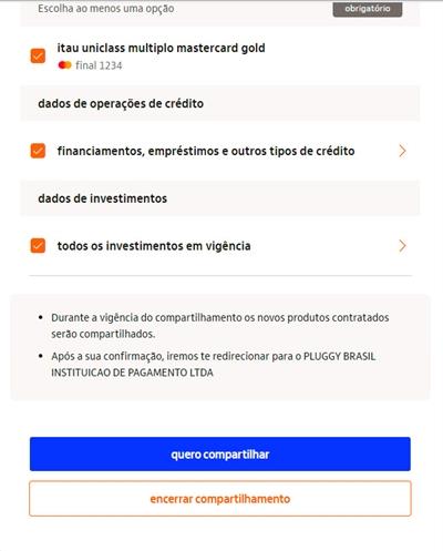 Solicitação para compartilhamento de dados