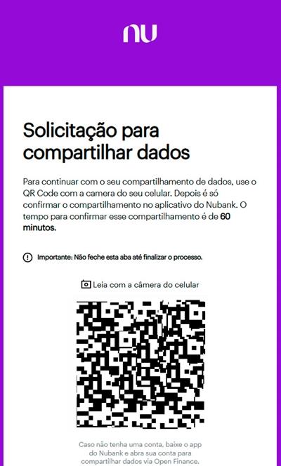 Solicitação para compartilhamento de dados
